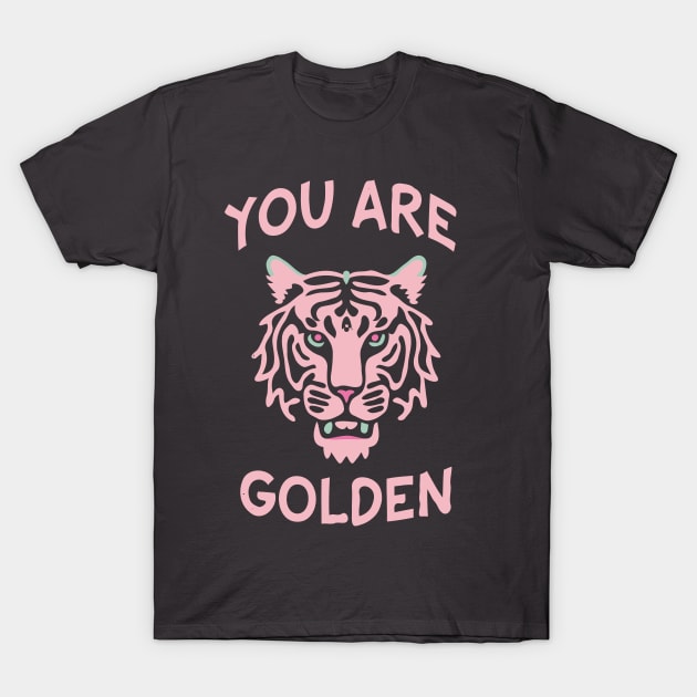 Preppy Style Pink Tiger Positive Quote T-Shirt by ravensart